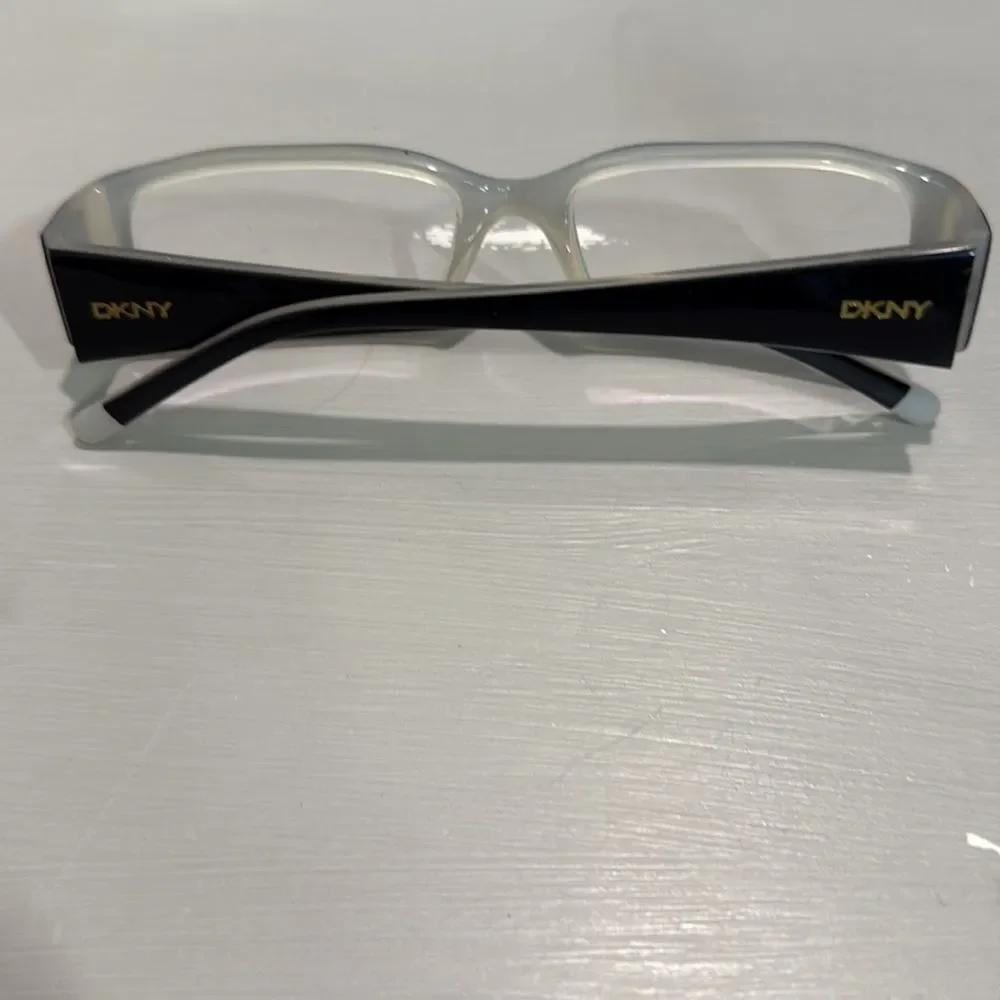 DKNY Eyeglass Frames Black White Rectangle Prescription Glasses Women